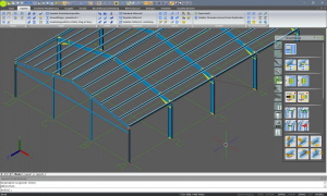 3D Modell einer Stahlhallenkonstruktion